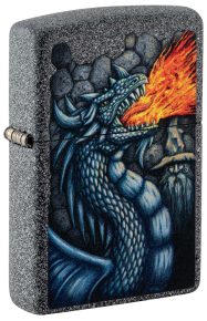 49776 Зажигалка ZIPPO Fiery Dragon с покрытием Iron Ston, латунь/сталь, серая, матовая, 38x13x57 мм