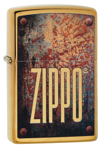 Zippo 29879 Зажигалка Rusty Plate Design с покрытием Brushed Brass, латунь/сталь, золотистая, матовая, 36x12x56 мм