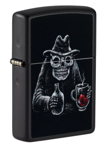 49254 Зажигалка ZIPPO Bar Skull Design с покрытием Black Matte, латунь/сталь, чёрная, матовая, 36x12x56 мм