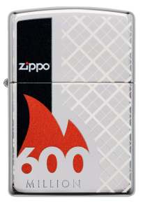 49272 Зажигалка ZIPPO 600 Million с покрытием High Polish Chrome, латунь/сталь, серебристая, глянцевая, 36х12x56 мм