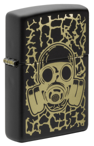 49574 Зажигалка ZIPPO Skull Gas Mask с покрытием Black Matte, латунь/сталь, чёрная, матовая, 38x13x57 мм