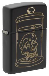 49575 Зажигалка ZIPPO Skull Design с покрытием Black Matte, латунь/сталь, чёрная, матовая, 38x13x57 мм