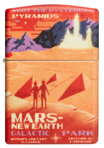 49634 Зажигалка ZIPPO Mars Design с покрытием 540 Matte, латунь/сталь, красная, матовая, 38x13x57 мм