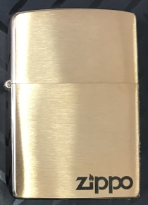 204 B_Z Logo3 Зажигалка ZIPPO с покрытием Brushed Brass, латунь/сталь, золотистая, матовая, 38x13x57 мм