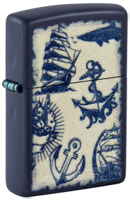 49774 Зажигалка ZIPPO Nautical Design с покрытием Navy Matte, латунь/сталь, синяя, матовая, 38x13x57 мм