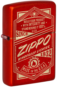 48620 Зажигалка ZIPPO Classic с покрытием Metallic Red, латунь/сталь, красная, 38x13x57 мм