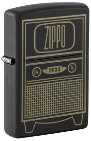 48619 Зажигалка ZIPPO Vintage TV Design с покрытием Black Matte, латунь/сталь, черная, 38x13x57 мм