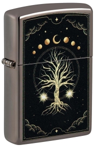 48636 Зажигалка ZIPPO Mystic Nature Design с покрытием Black Ice®, латунь/сталь, черная, 38x13x57 мм