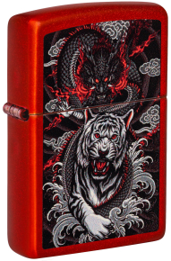 48933 Зажигалка ZIPPO Dragon Tiger Design с покрытием Metallic Red, латунь/сталь, красная, 38x13x57 мм